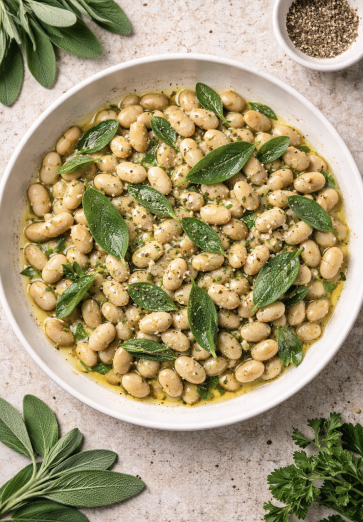 Weiße Bohnen mit Salbei und Olivenöl – Einfaches italienisches Antipasti Rezept