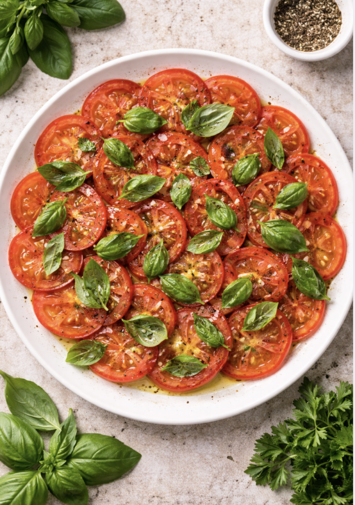 Tomaten-Carpaccio mit Basilikum – Frisches italienisches Antipasti Rezept