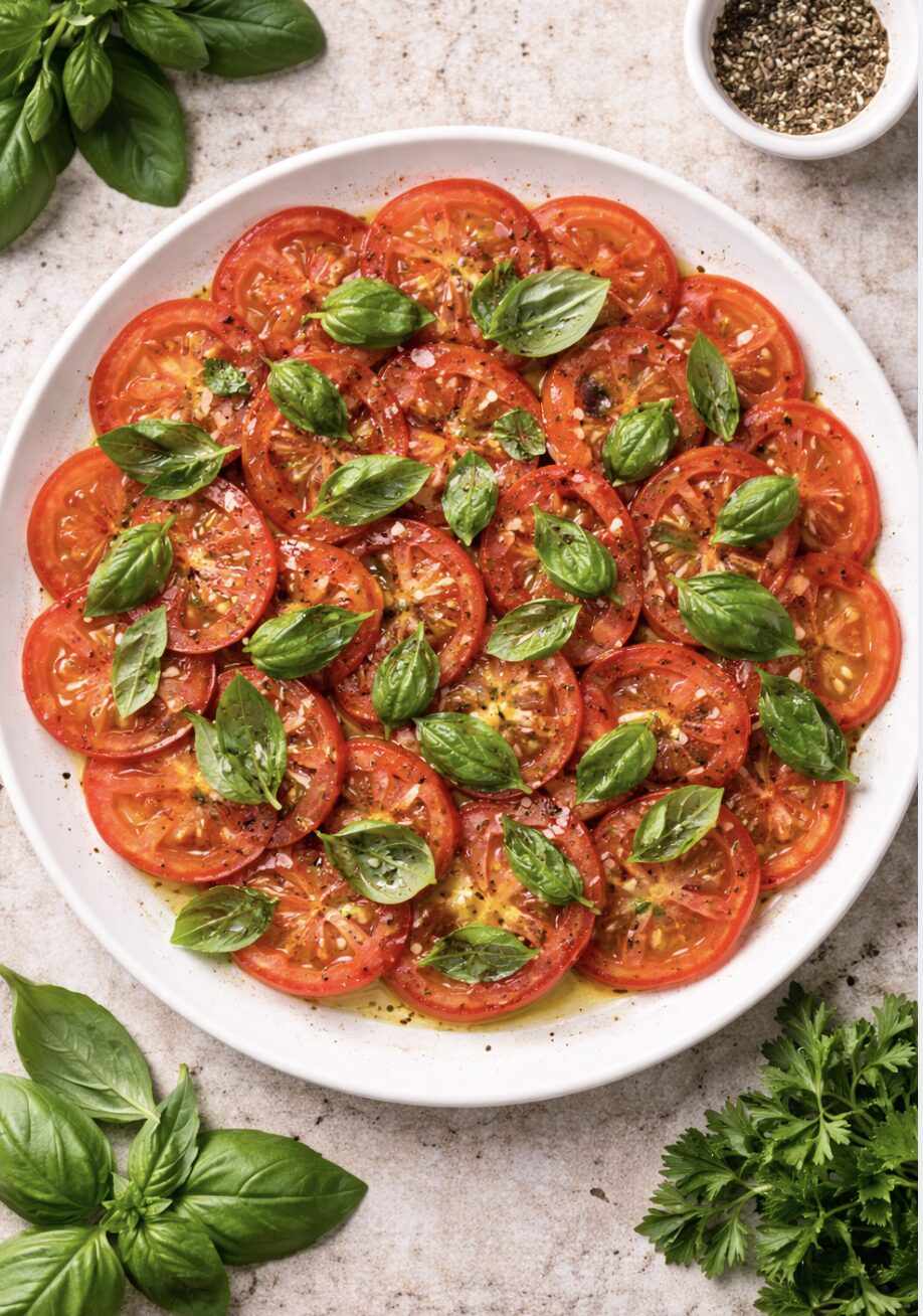 Tomaten-Carpaccio mit Basilikum – Frisches italienisches Antipasti Rezept