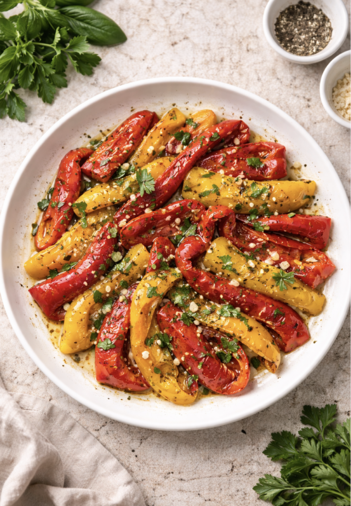 Gebackene Paprika mit Balsamico – Mediterranes Antipasti Rezept aus dem Ofen