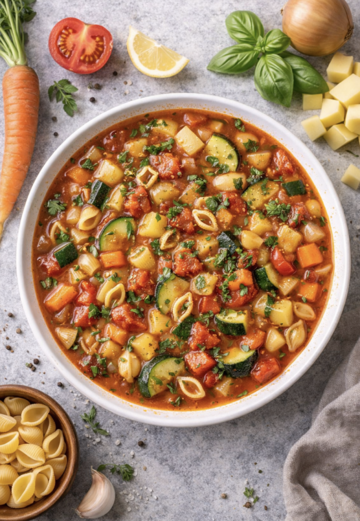 Klassische Minestrone mit Gemüse – Italienische Gemüsesuppe einfach gemacht