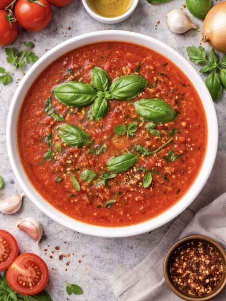 Italienische Tomatensuppe mit Basilikum – Einfaches & schnelles Rezept