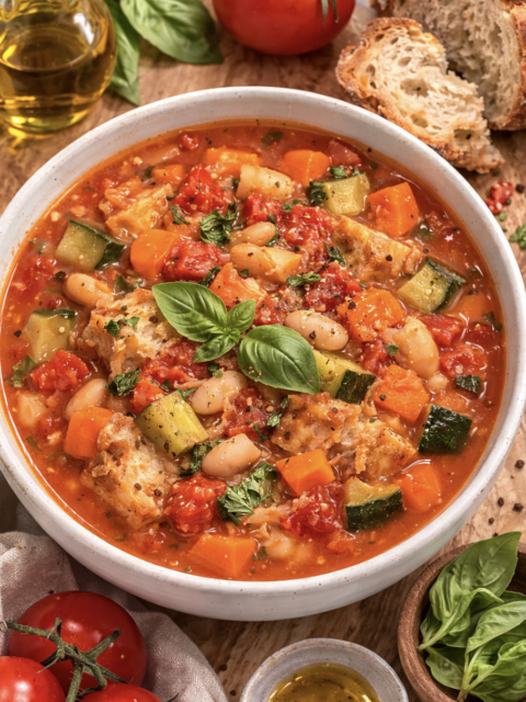 Ribollita – Toskanischer Gemüseeintopf mit Bohnen und Brot