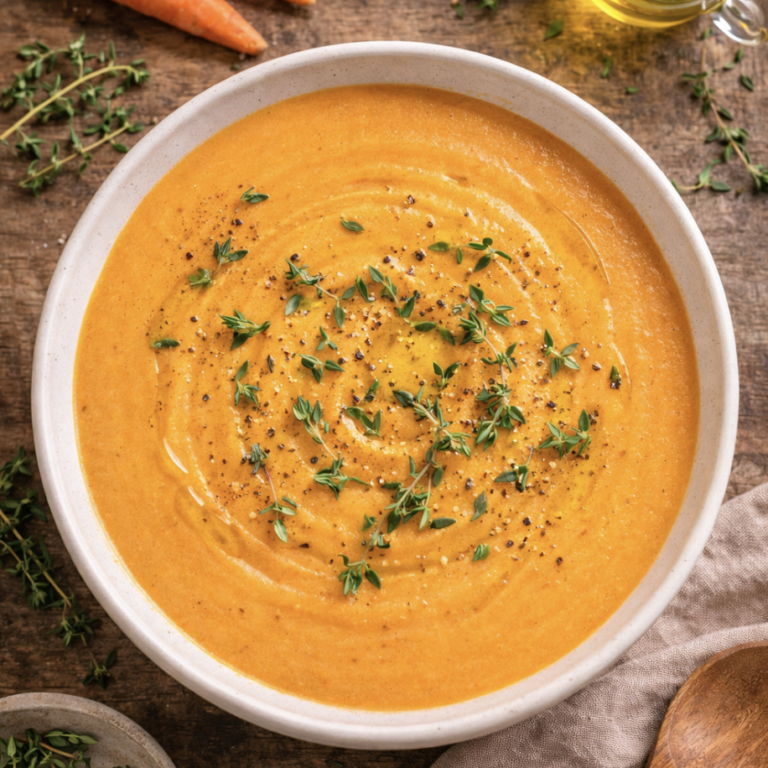 Cremige Karotten-Suppe mit Thymian – Einfaches & gesundes Rezept