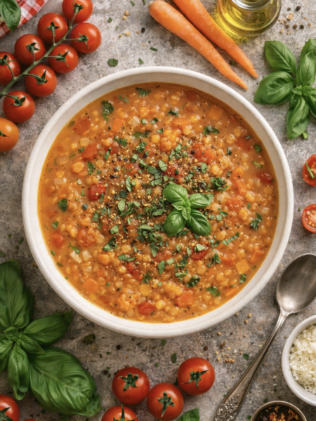 Tomaten-Linsen-Suppe – einfaches, gesundes Rezept mit roten Linsen