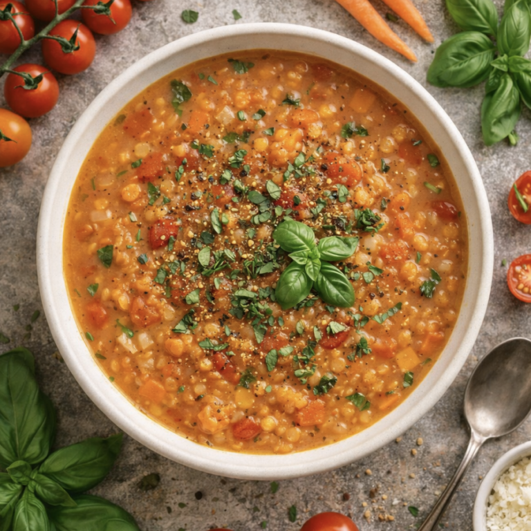Tomaten-Linsen-Suppe – einfaches, gesundes Rezept mit roten Linsen