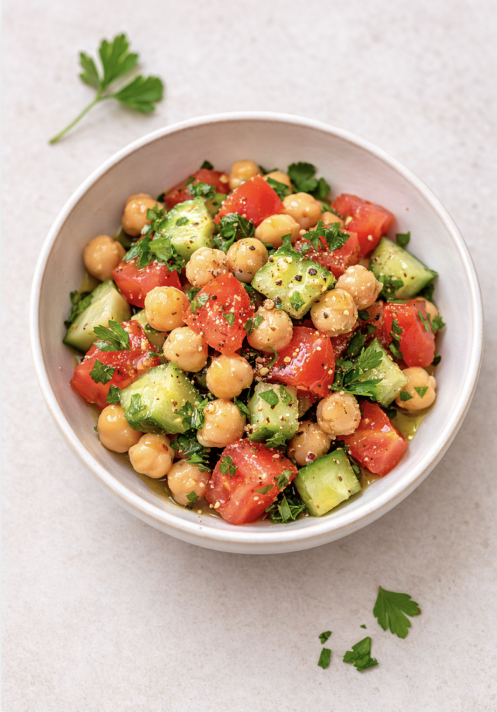 Mediterraner Kichererbsensalat – gesund, schnell & sättigend