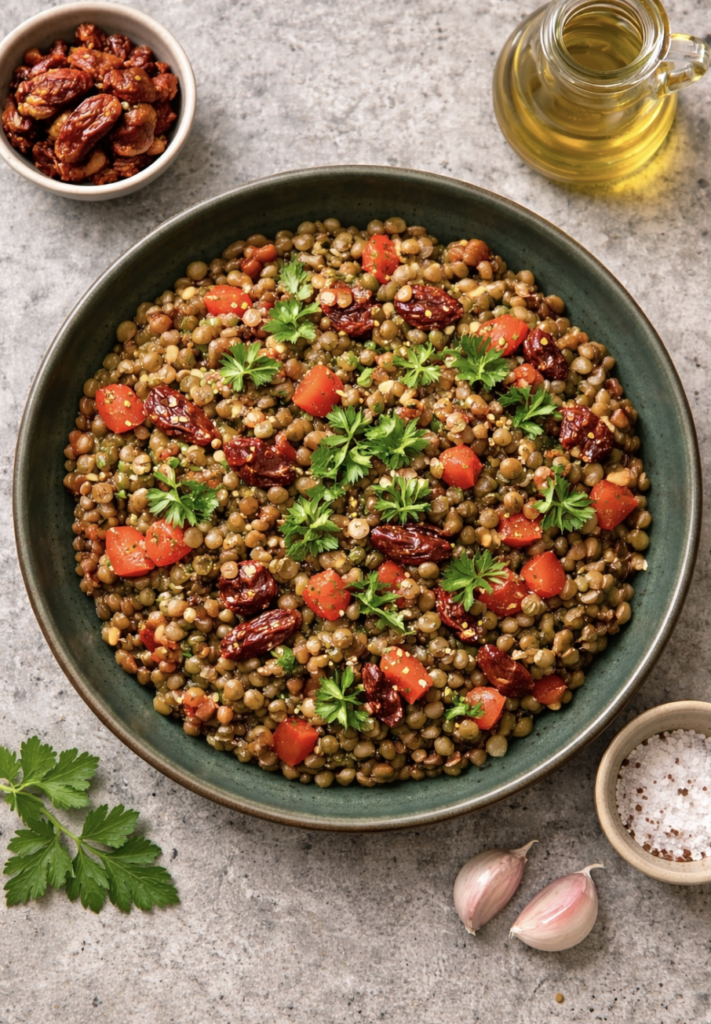 Linsensalat mit getrockneten Tomaten – gesund, sättigend & mediterran