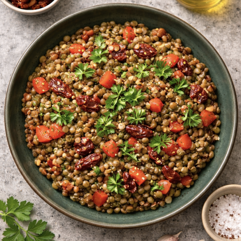 Linsensalat mit getrockneten Tomaten – gesund, sättigend & mediterran