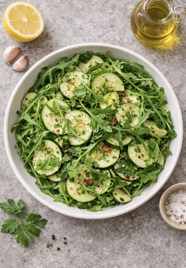 Zucchini-Rucola-Salat mit Zitronendressing – leicht & mediterran