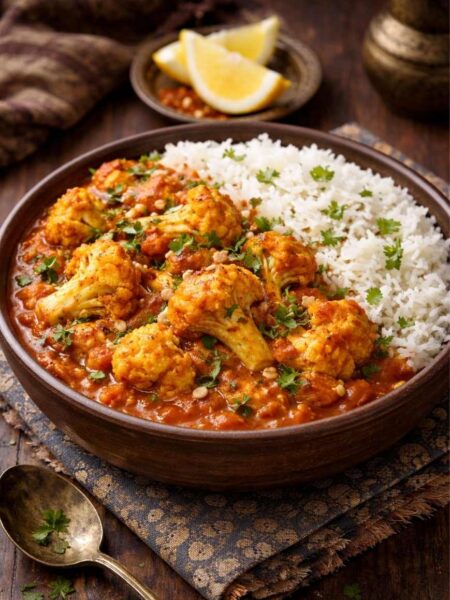 Blumenkohl-Eintopf mit Tomaten und feiner Curry-Note