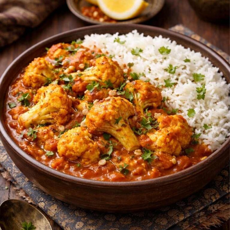 Blumenkohl-Eintopf mit Tomaten und feiner Curry-Note