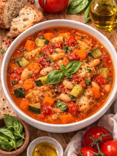 Ribollita – Toskanischer Gemüseeintopf mit Bohnen und Brot