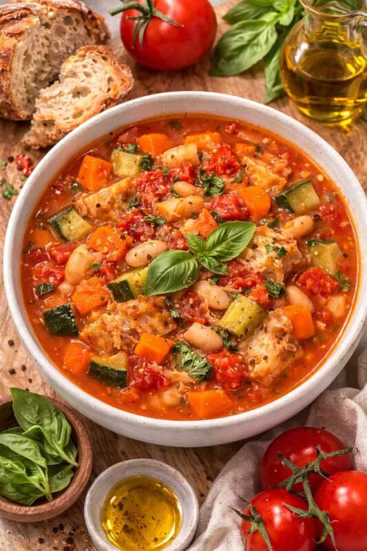 Ribollita – Toskanischer Gemüseeintopf mit Bohnen und Brot
