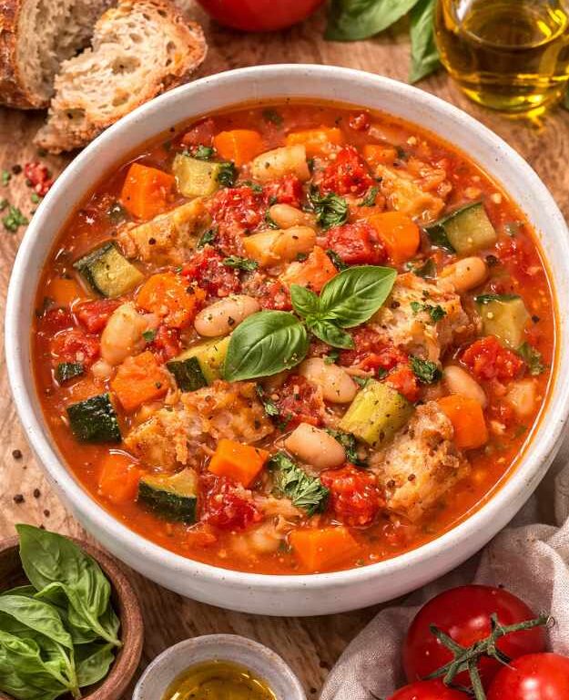 Ribollita – Toskanischer Gemüseeintopf mit Bohnen und Brot