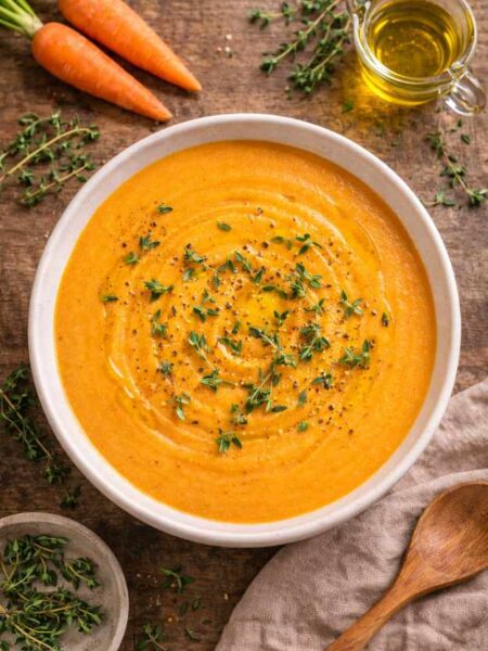Cremige Karotten-Suppe mit Thymian – Einfaches Rezept
