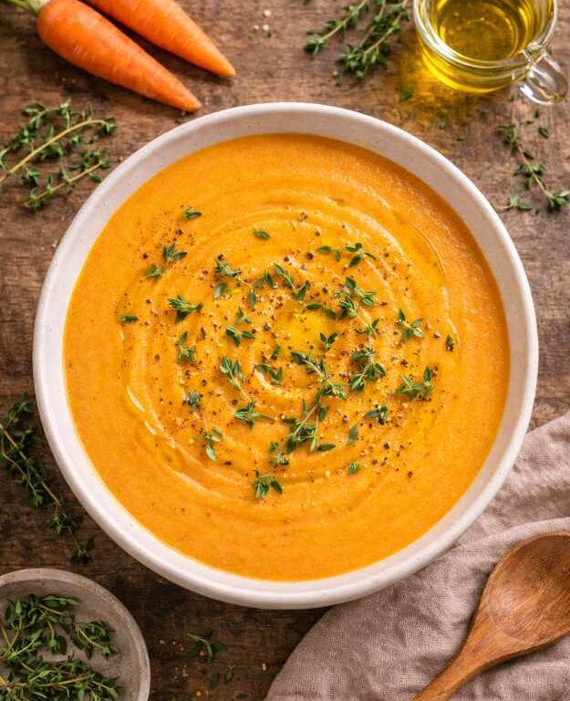 Cremige Karotten-Suppe mit Thymian – Einfaches Rezept