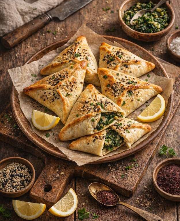 Spinat-Zwiebel-Fatayer – Knusprige Teigtaschen mit Spinat