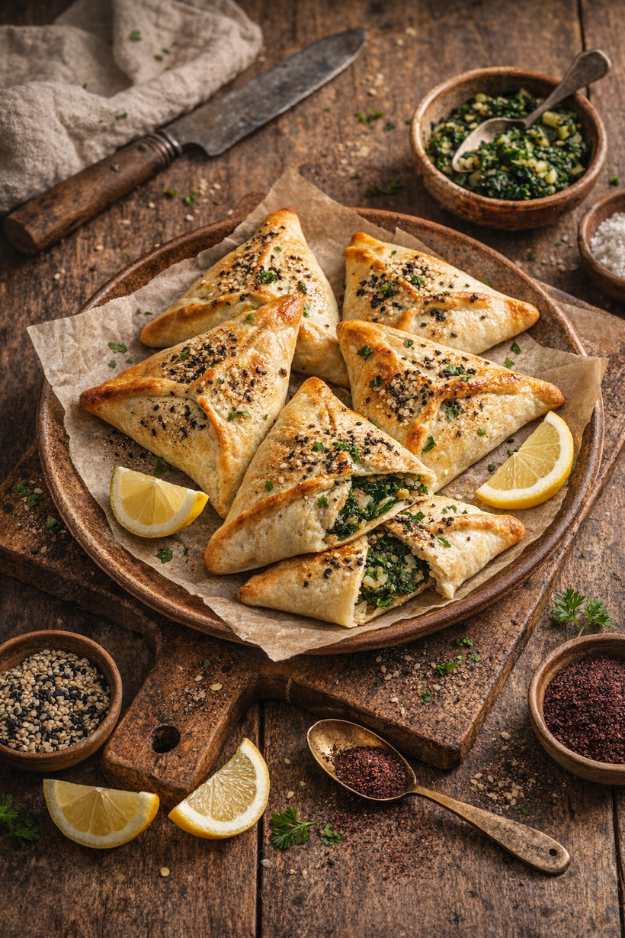Spinat-Zwiebel-Fatayer – Knusprige Teigtaschen mit Spinat