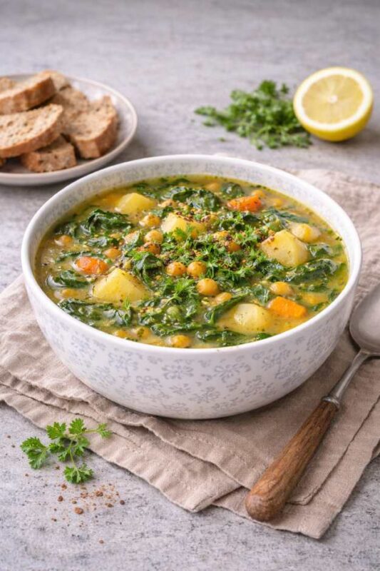 Spinat-Kichererbsen-Suppe – sättigend & einfach gemacht