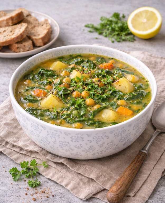 Spinat-Kichererbsen-Suppe – sättigend & einfach gemacht