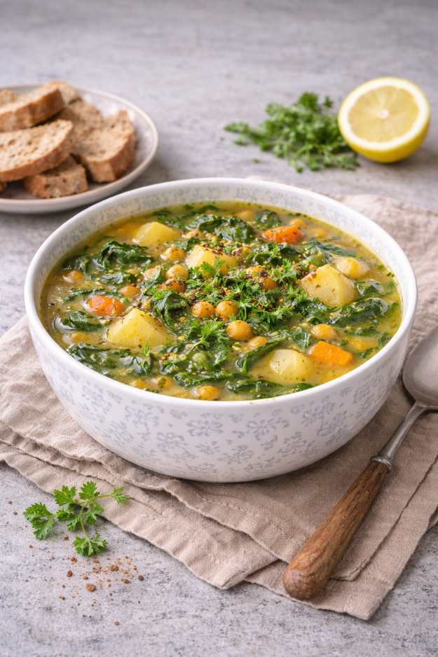 Spinat-Kichererbsen-Suppe – sättigend & einfach gemacht