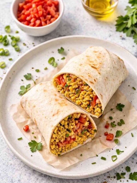 Wrap mit Tofu und Gemüse zum Frühstück