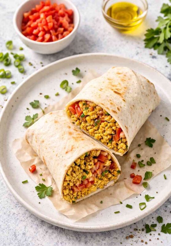 Wrap mit Tofu und Gemüse zum Frühstück