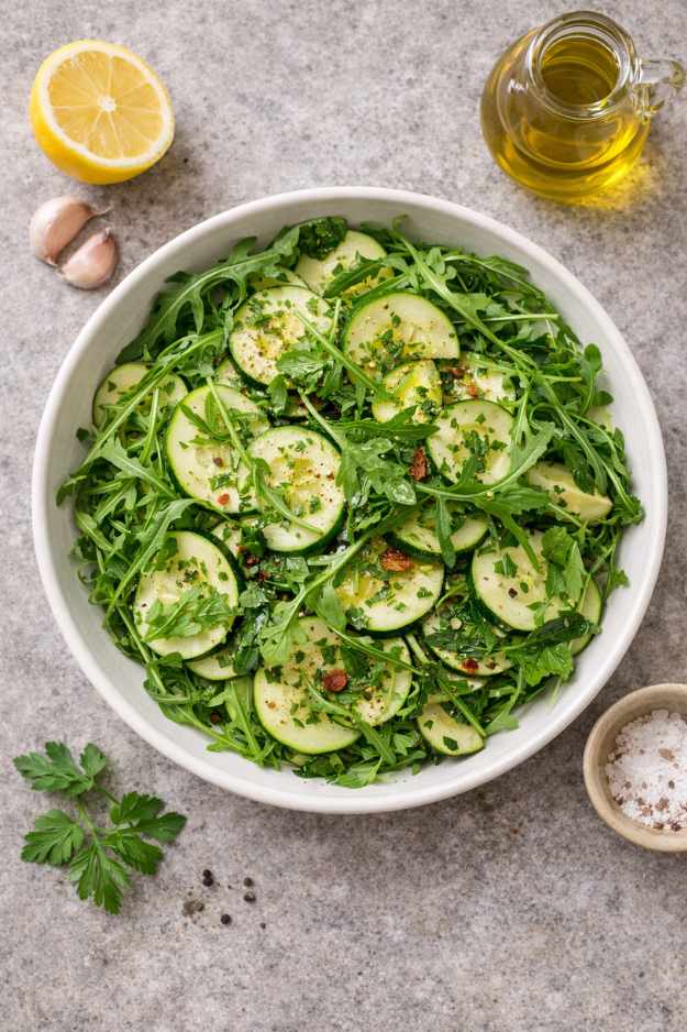 Zucchini-Rucola-Salat mit Zitronendressing – leicht & mediterran