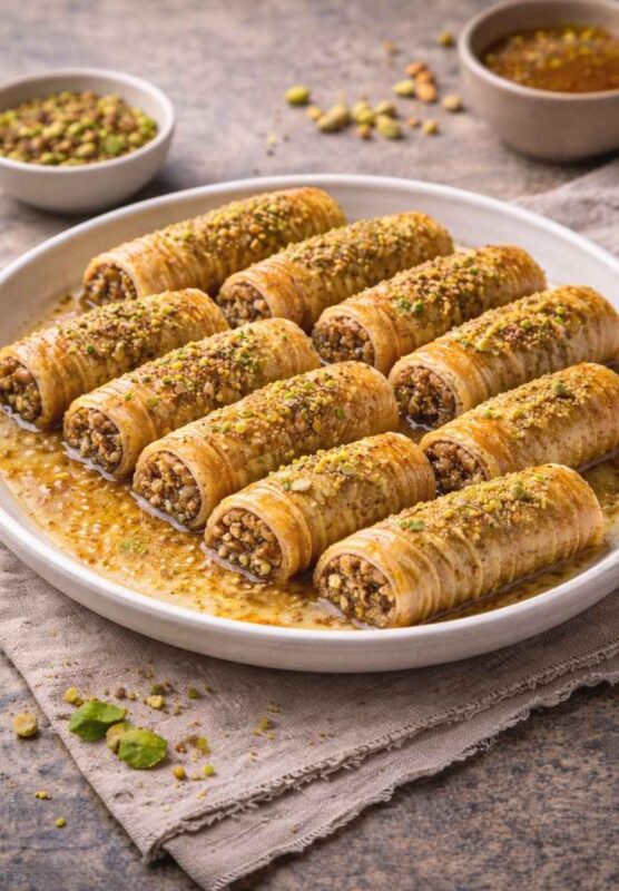 Baklava Rollen mit Nüssen – Knusprige orientalische Süßspeise einfach gemacht