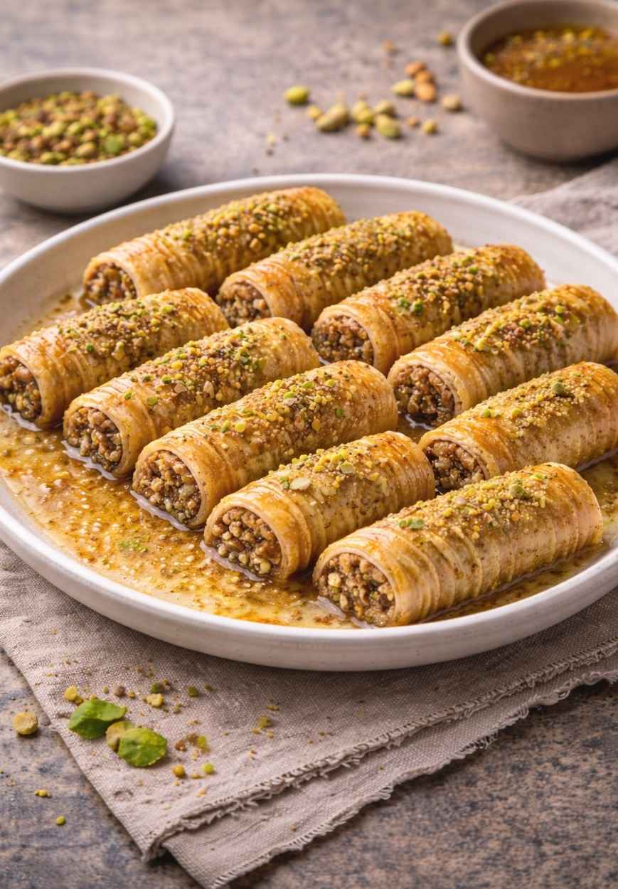 Baklava Rollen mit Nüssen – Knusprige orientalische Süßspeise einfach gemacht