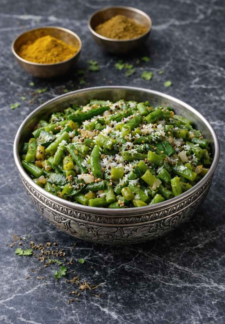 Beans Poriyal – Südindisches Bohnen-Pfanne