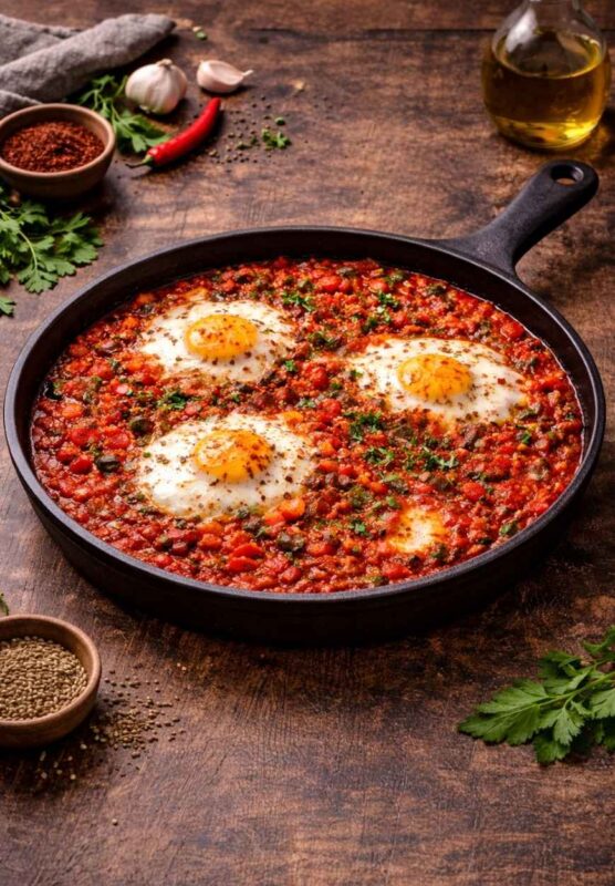 Scharfe Shakshuka – Würziges Rezept mit Chili, Tomaten & Eiern