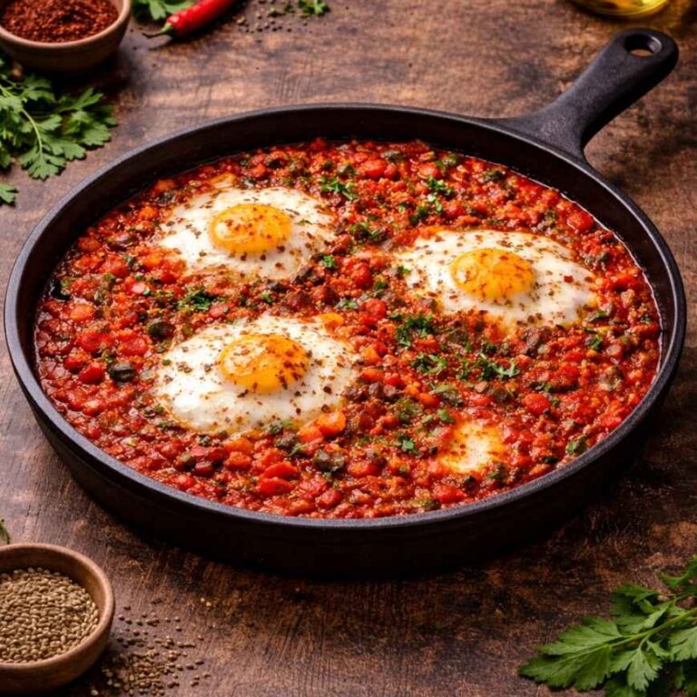 Scharfe Shakshuka – Würziges Rezept mit Chili, Tomaten & Eiern