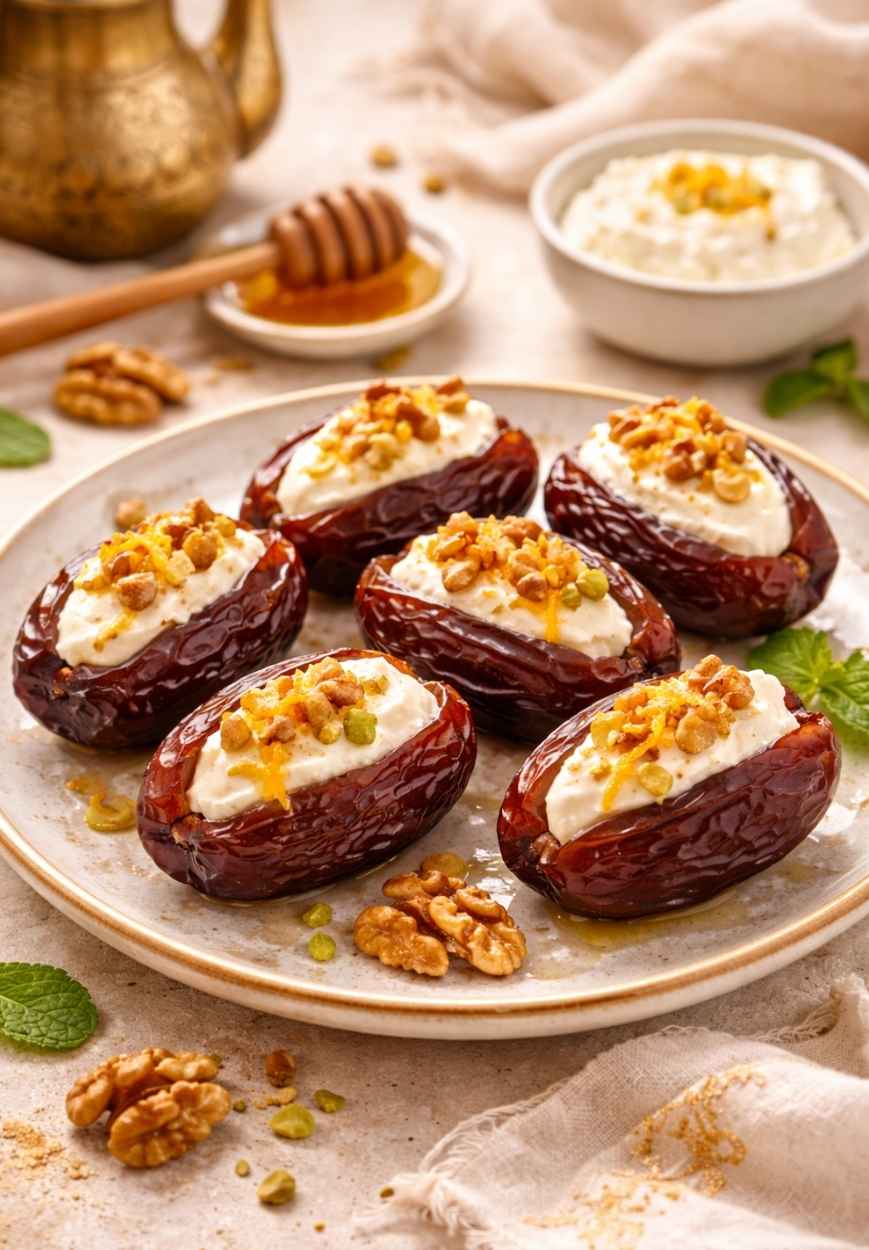 Gefüllte Datteln mit Frischkäse und Walnuss – Rezept