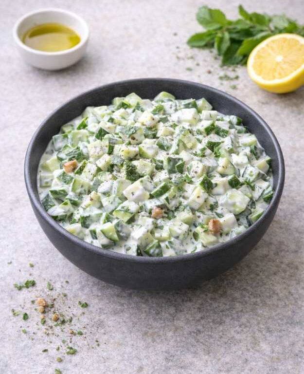Gurkensalat mit Joghurt und Minze – Erfrischend, leicht & cremig