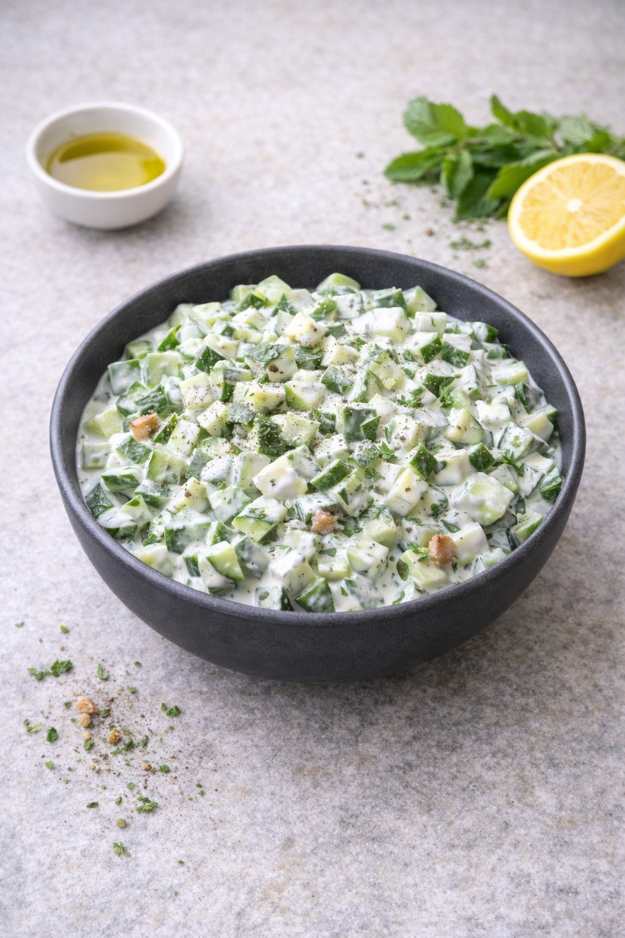 Gurkensalat mit Joghurt und Minze – Erfrischend, leicht & cremig