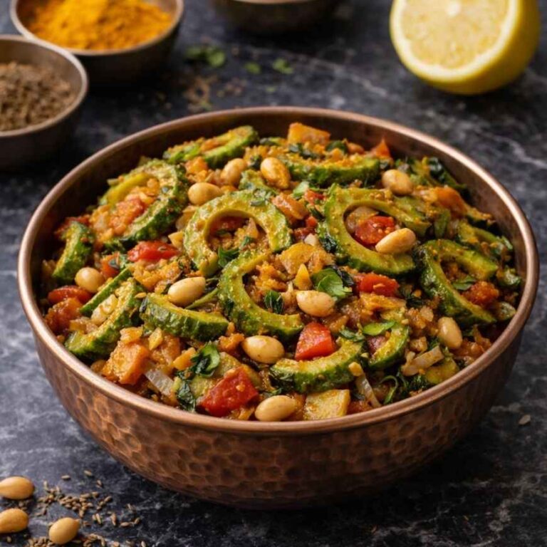 Karela Sabzi – Bittermelonen-Gemüsepfanne