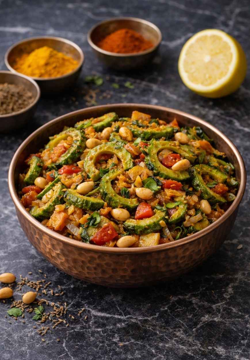 Karela Sabzi – Bittermelonen-Gemüsepfanne