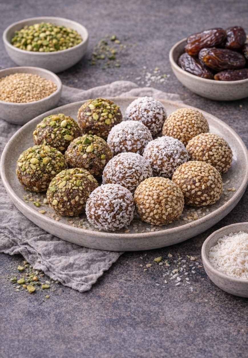 Dattel-Kugeln mit Nüssen – Rezept ohne Zucker
