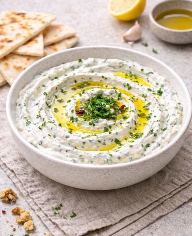 Minze-Quark-Creme – Frischer Dip mit Knoblauch und Zitrone