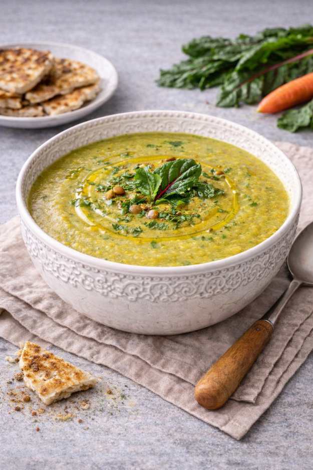 Linsen-Mangold-Suppe – Gesund, cremig & proteinreich