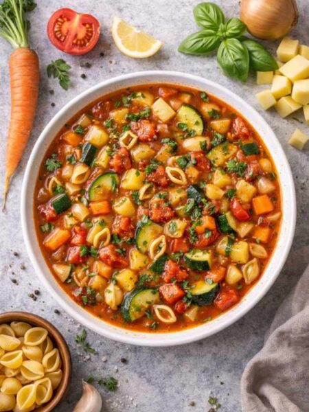 Minestrone mit Gemüse – Italienische Gemüsesuppe Rezept