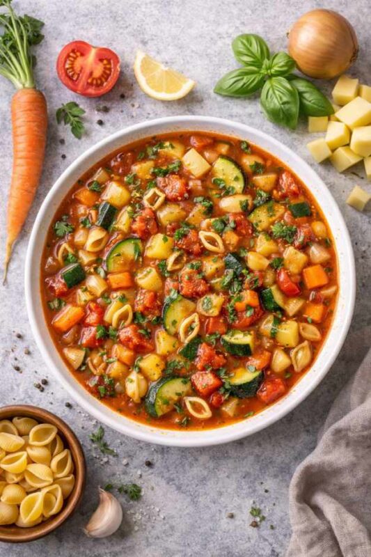 Minestrone mit Gemüse – Italienische Gemüsesuppe Rezept