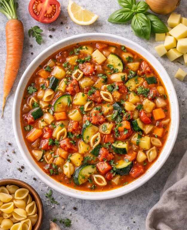 Minestrone mit Gemüse – Italienische Gemüsesuppe Rezept