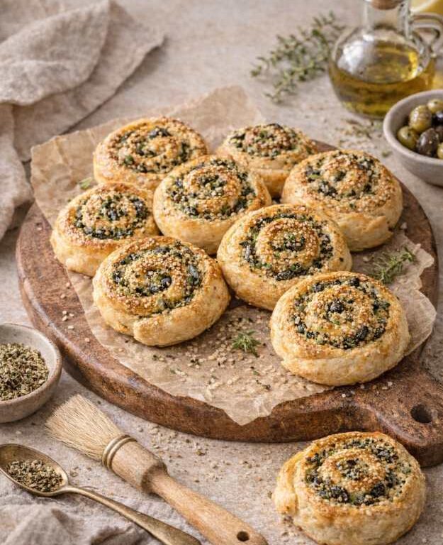 Käse-Oliven-Schnecken – Herzhafte, Blätterteig-Schnecken