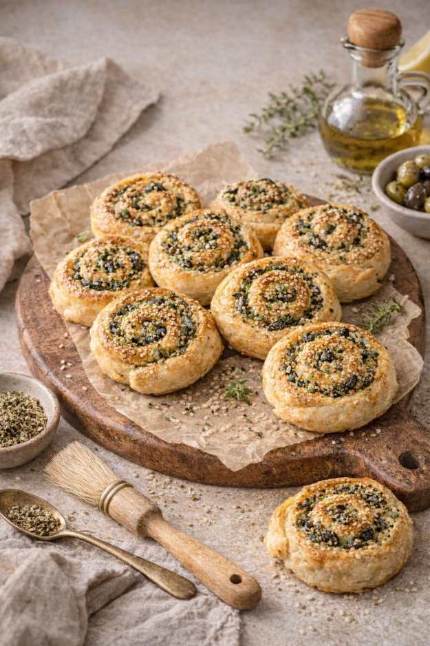 Käse-Oliven-Schnecken – Herzhafte, Blätterteig-Schnecken