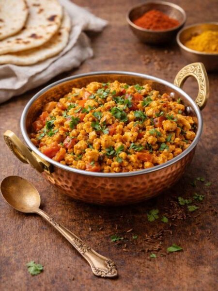 Paneer Bhurji – Zerdrückter Paneer mit Gemüse und Masala