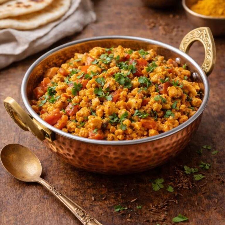 Paneer Bhurji – Zerdrückter Paneer mit Gemüse und Masala