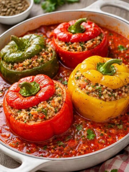 Gefüllte Paprika mit Reis und Kräutern